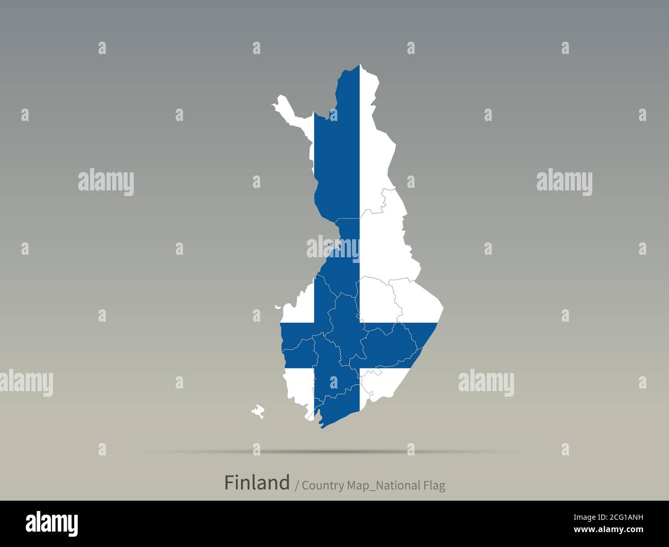 Finlandia Bandiera isolata sulla Mappa. Carta e bandiera dei paesi europei. Illustrazione Vettoriale