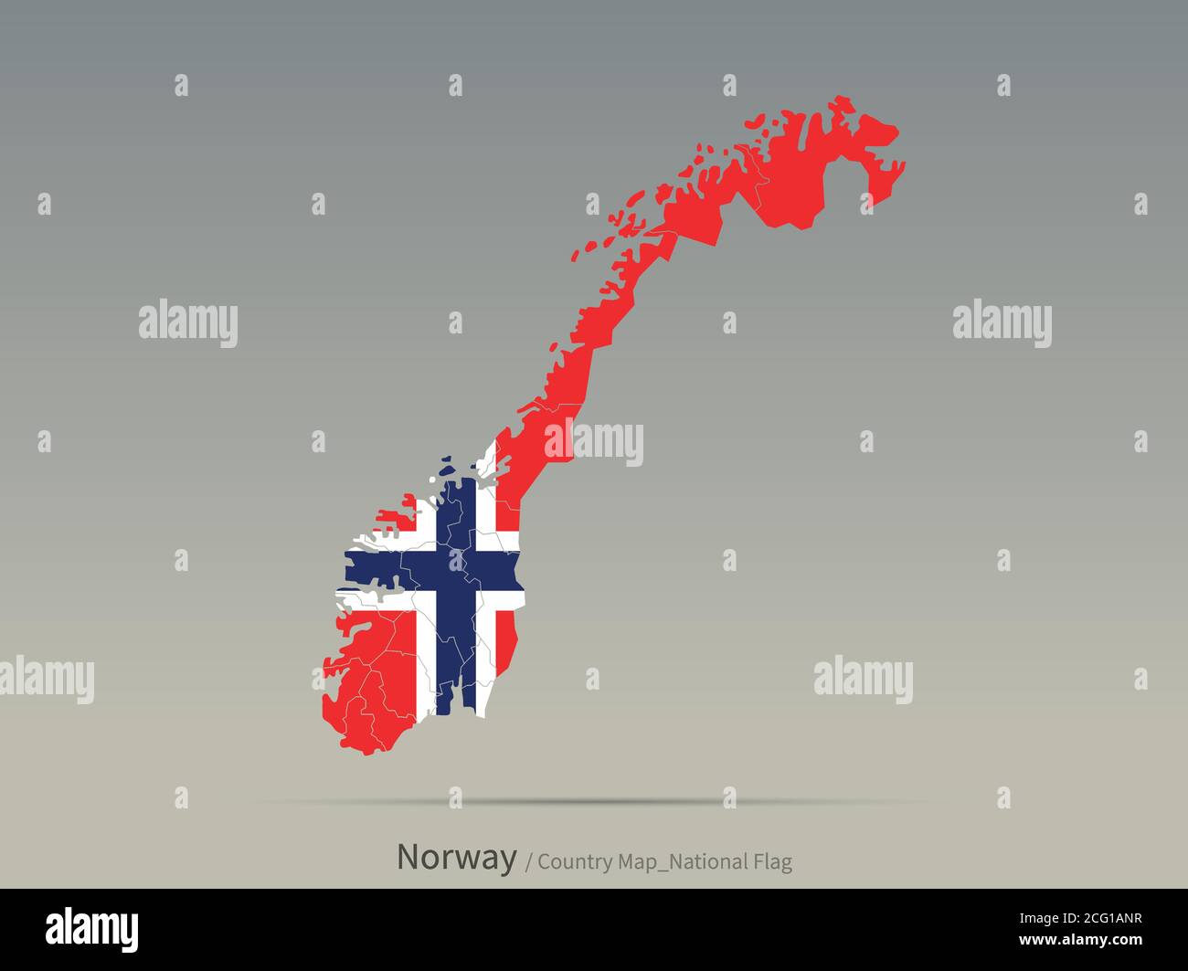Bandiera di Norvegia isolata sulla mappa. Carta e bandiera dei paesi europei. Illustrazione Vettoriale