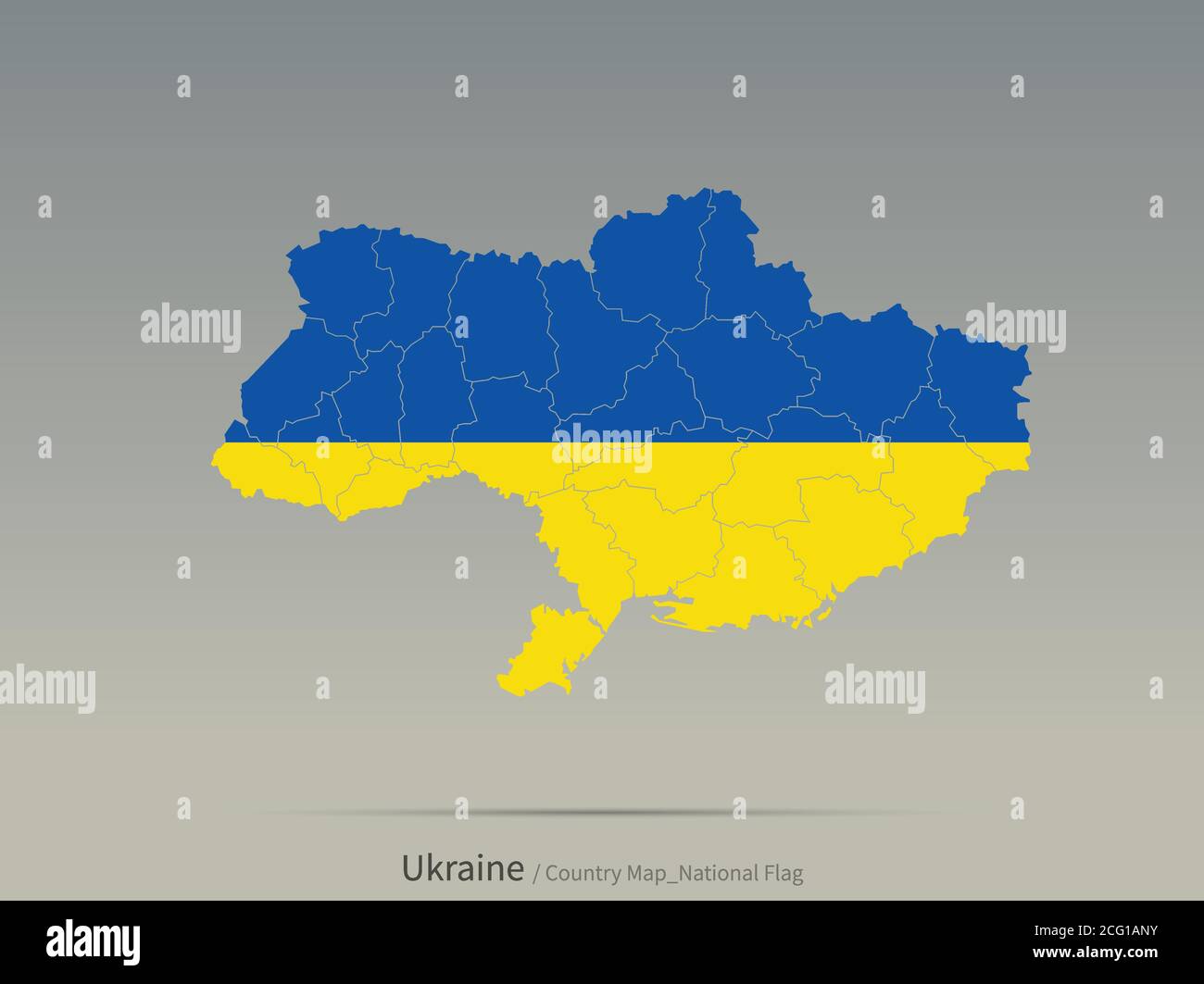 Bandiera Ucraina isolata sulla mappa. Carta e bandiera dei paesi europei. Illustrazione Vettoriale