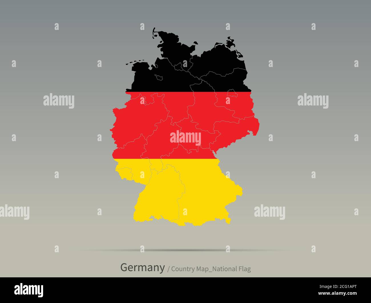 Bandiera della Germania isolata sulla mappa. Carta e bandiera dei paesi europei. Illustrazione Vettoriale