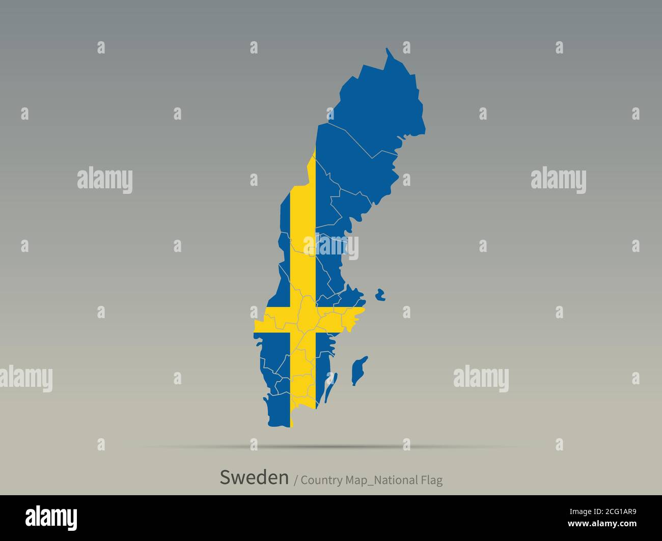 Bandiera della Svezia isolata sulla mappa. Carta e bandiera dei paesi europei. Illustrazione Vettoriale
