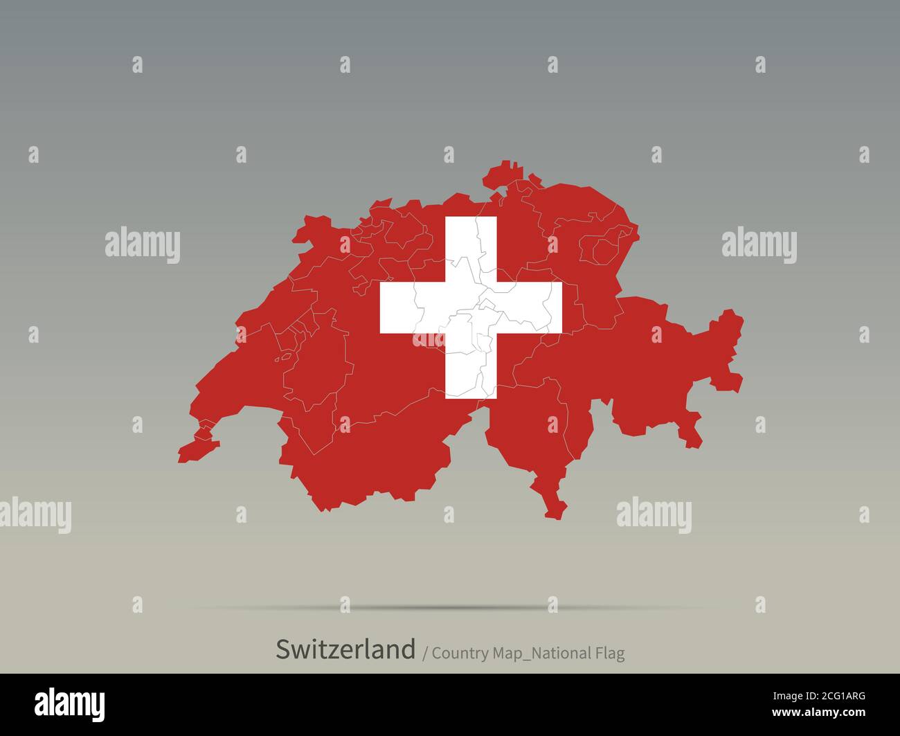 La bandiera della Svizzera è isolata sulla mappa. Carta e bandiera dei paesi europei. Illustrazione Vettoriale