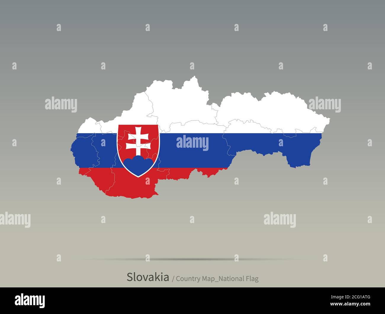 Slovacchia Bandiera isolata sulla mappa. Carta e bandiera dei paesi europei. Illustrazione Vettoriale