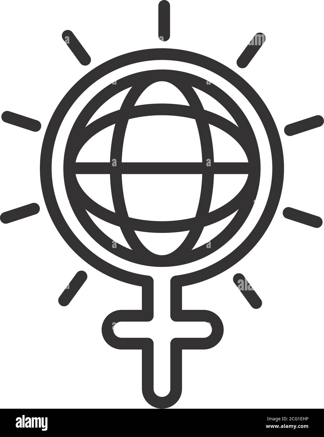 icona movimento femminismo, simbolo genere mondo femminile diritti pittogramma linea illustrazione vettoriale Illustrazione Vettoriale