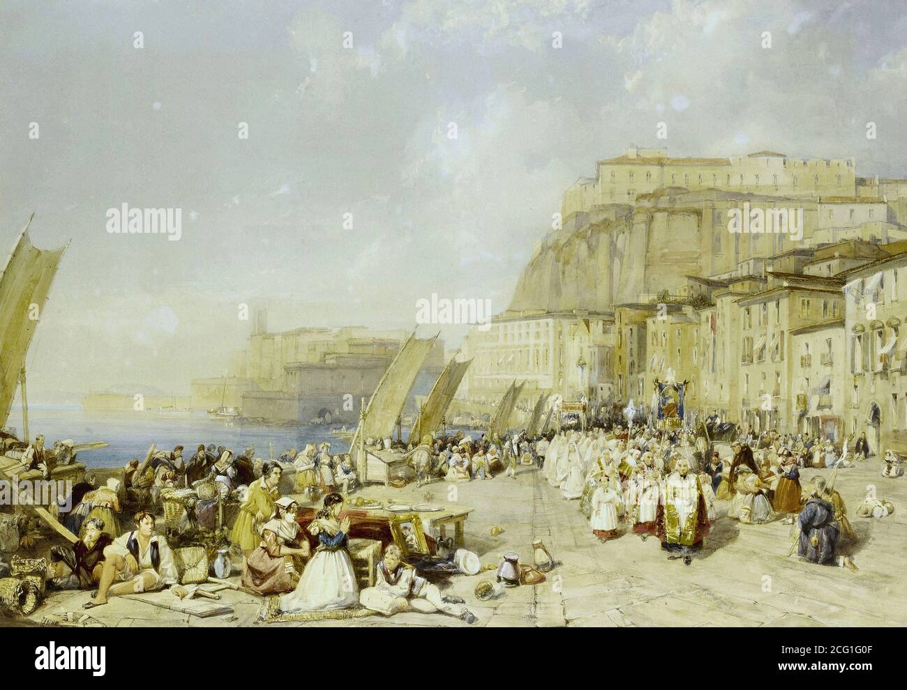 Harding James Duffield - Processione nella Festa del Corpus Christi Napoli - Scuola Britannica - XIX secolo Foto Stock