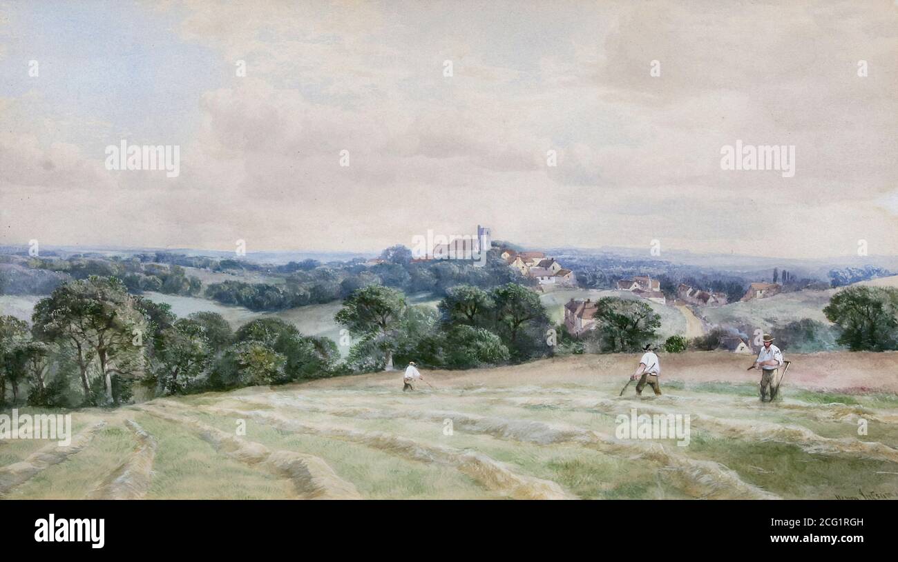 Jutsum Henry - le trinciacaricatrici al lavoro in un paesaggio - British School - 19 ° secolo Foto Stock