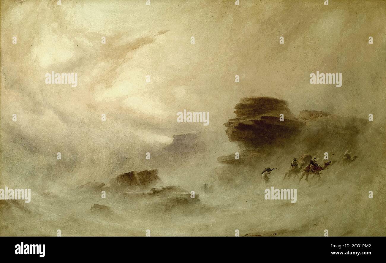 Kelly Robert George Talbot - una tempesta del deserto - britannico Scuola - 19 ° secolo Foto Stock