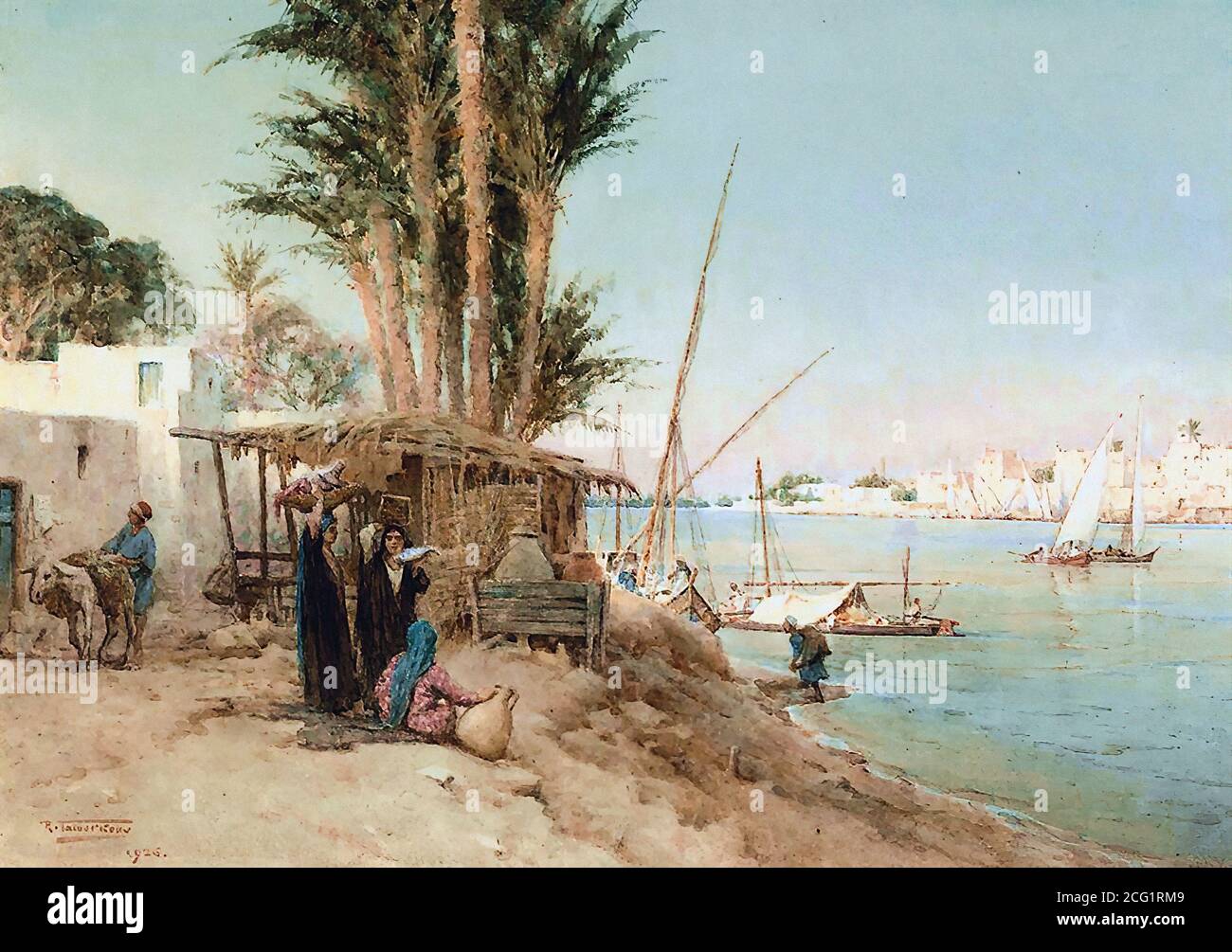 Kelly Robert George Talbot - Traders sulle banche di Il Nilo - British School - 19 ° secolo Foto Stock