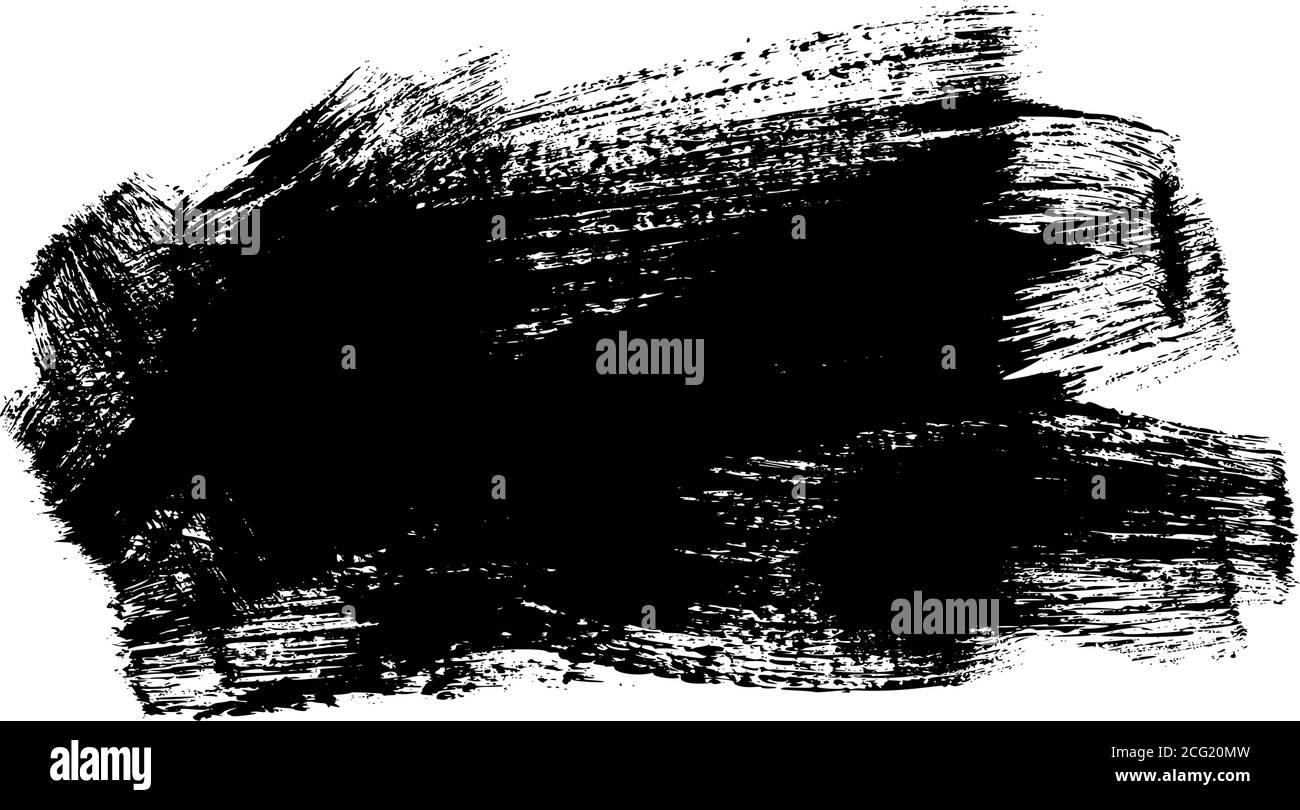 Tratto di pennello vettoriale vernice nera. Forma del pennello dell'inchiostro Illustrazione Vettoriale