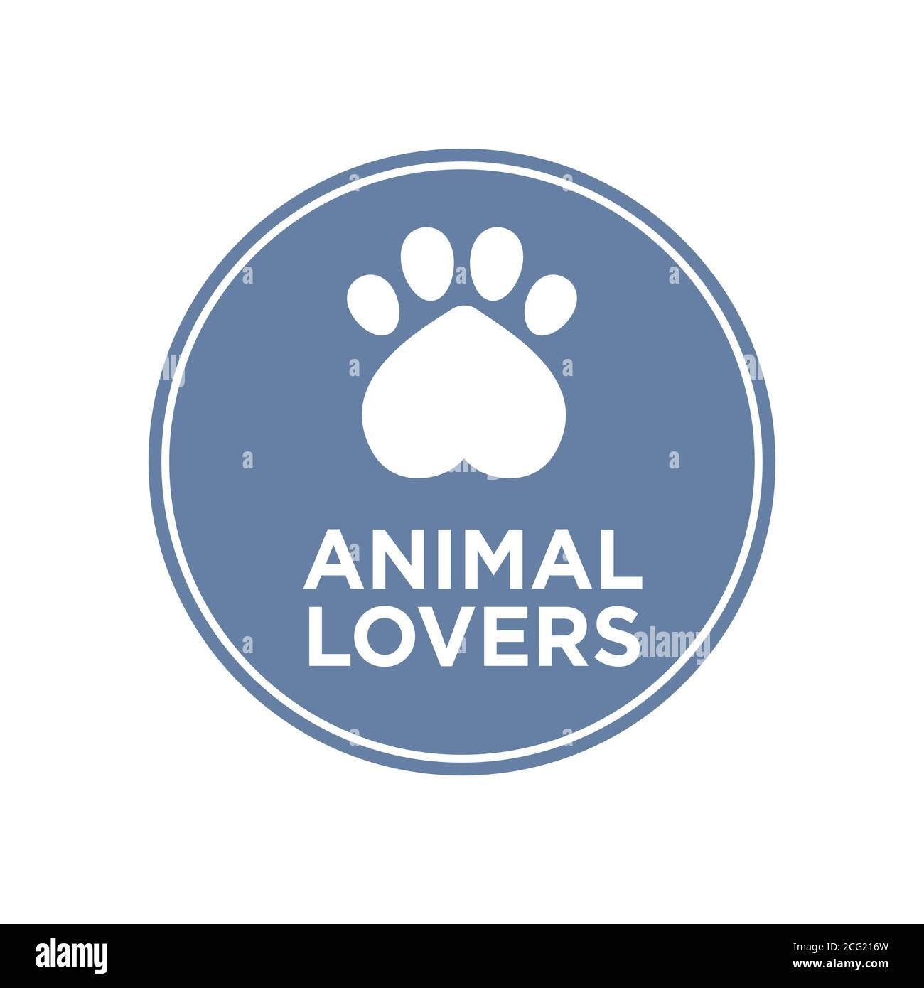 Simbolo degli amanti degli animali. Icona rotonda blu Illustrazione Vettoriale