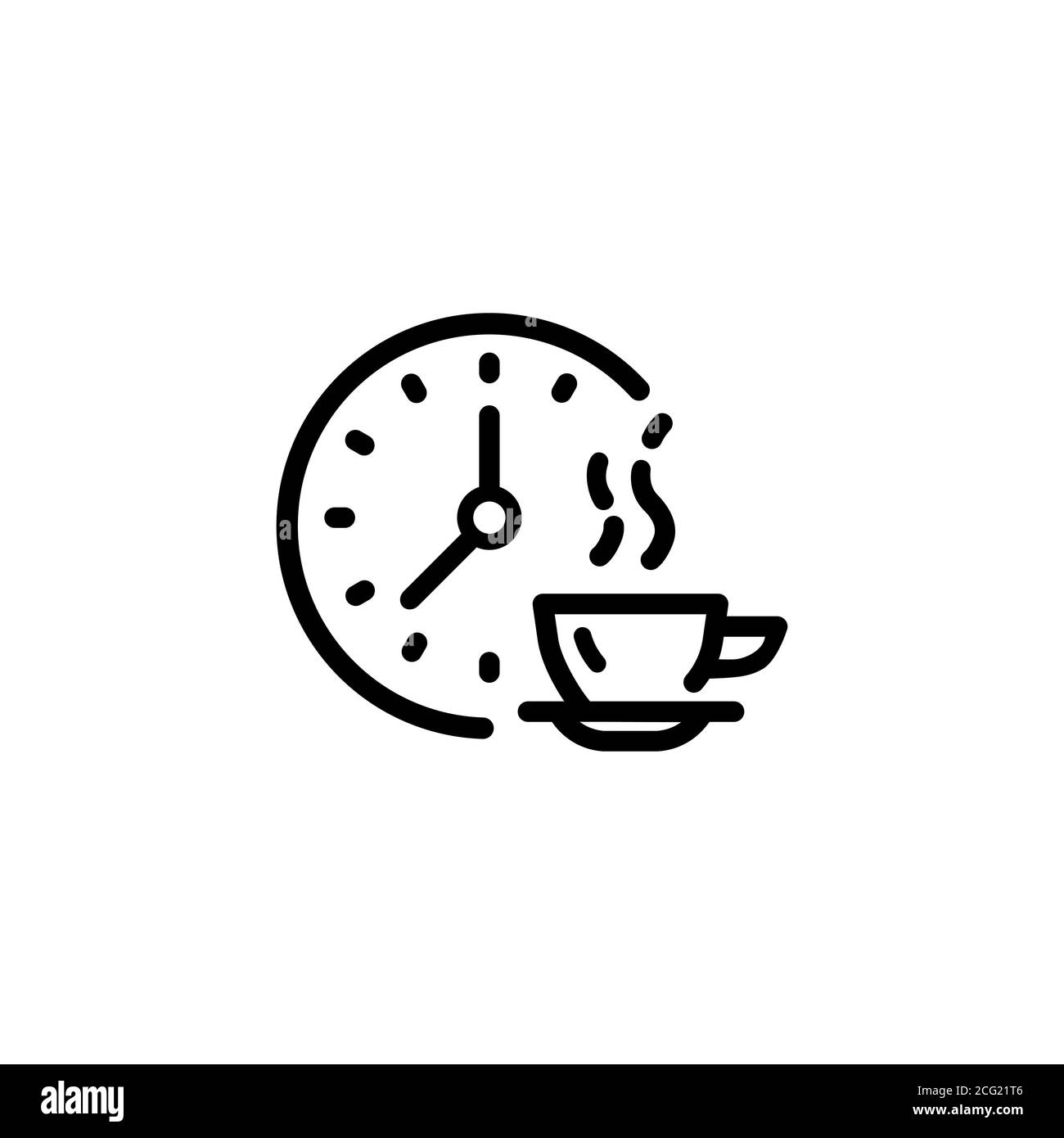 Icona tempo di interruzione. Tazza di caffè con orologio. Vettore su sfondo bianco isolato. EPS 10 Illustrazione Vettoriale