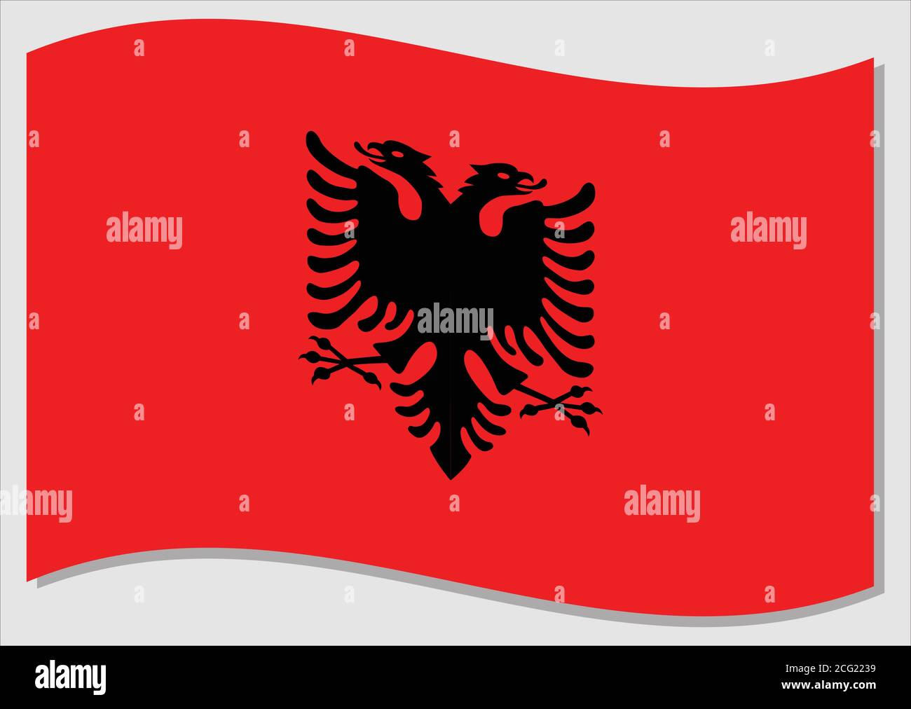 Bandiera ondulata dell'immagine vettoriale dell'Albania. Illustrazione della bandiera albanese ondulata. Albania bandiera di paese wavin nel vento è un simbolo di libertà e indipendente Illustrazione Vettoriale