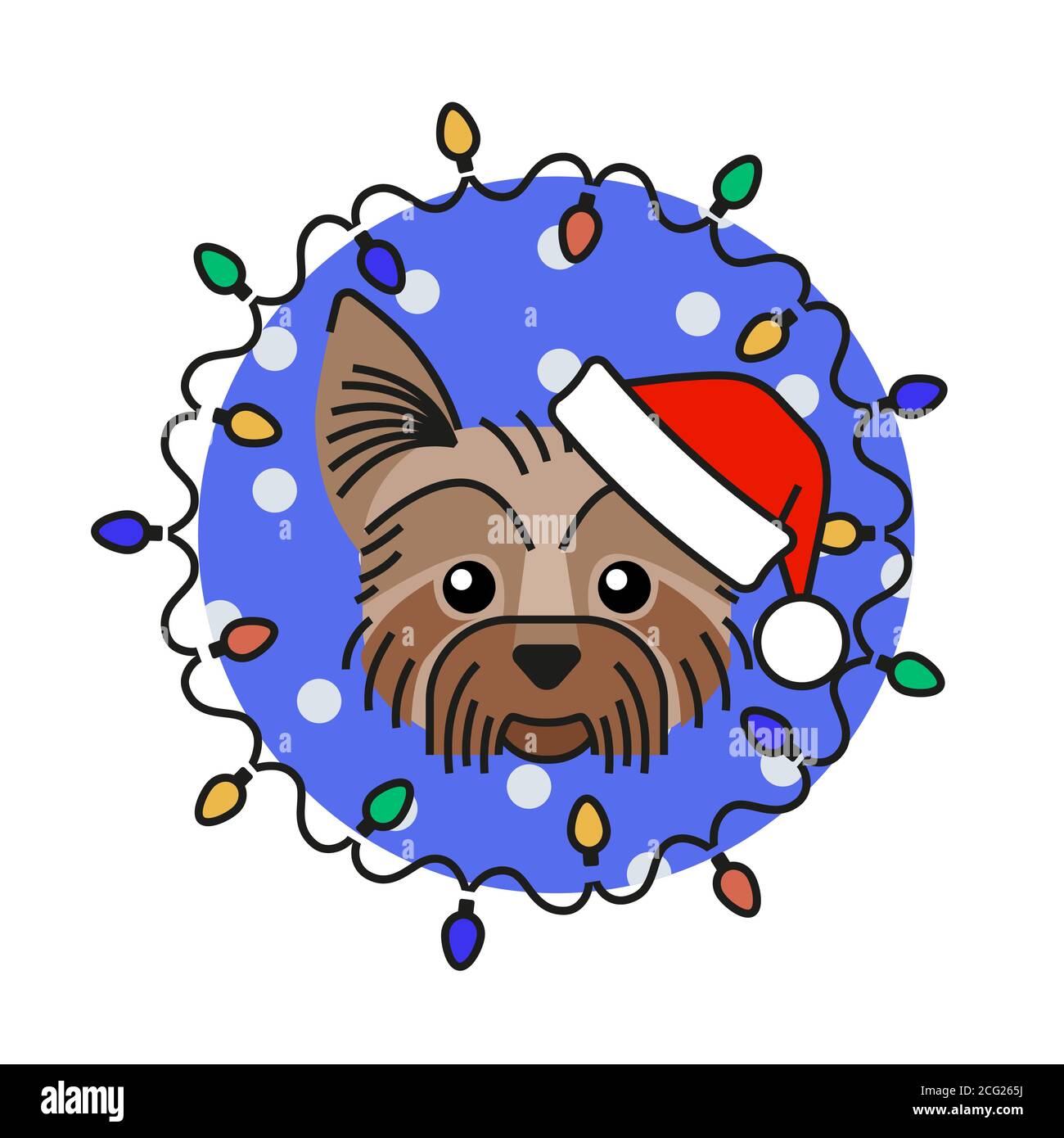 Yorkshire cane terrier in cappello babbo natale Illustrazione Vettoriale