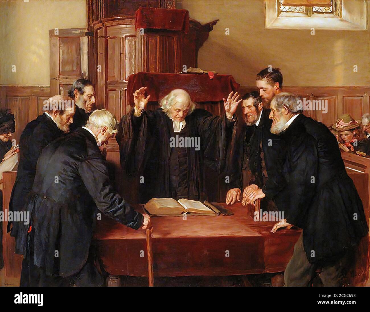 Lorimer John Henry - l'ordinazione degli anziani in un Scottish Kirk - British School - 19 ° secolo Foto Stock