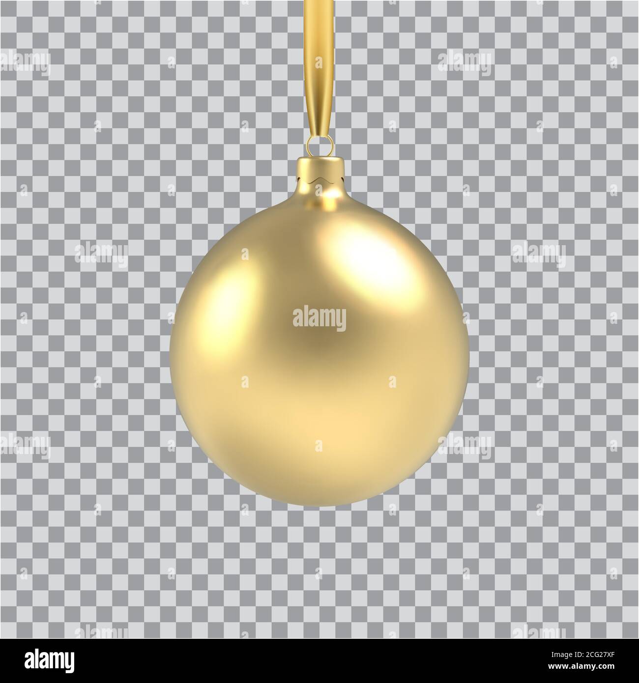 Palla di Natale in oro, con un ornamento e gli angoli. Isolato su sfondo trasparente. Illustrazione vettoriale. Illustrazione Vettoriale