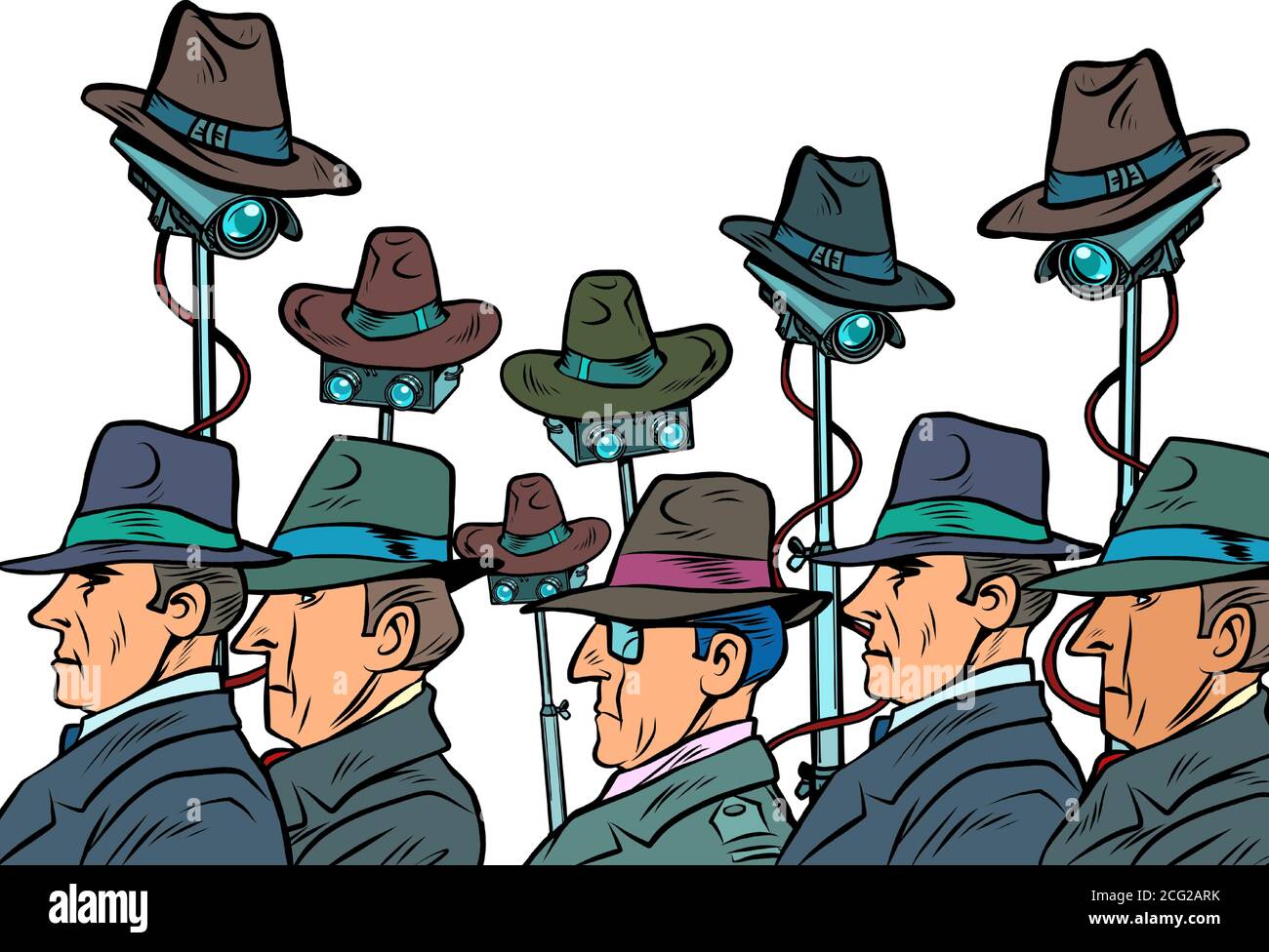 sorveglianza spia videosorveglianza totale informazioni segrete concetto di privacy Illustrazione Vettoriale