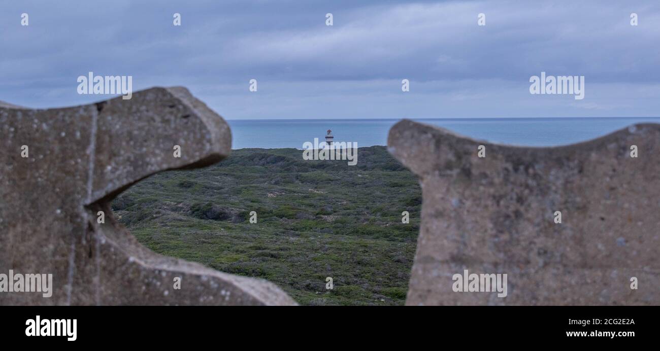 Port Elizabeth, Sudafrica - il posto di osservazione della fortezza costiera presso il sito militare di Sea Hill a Capo Recife fuori dalla città Foto Stock