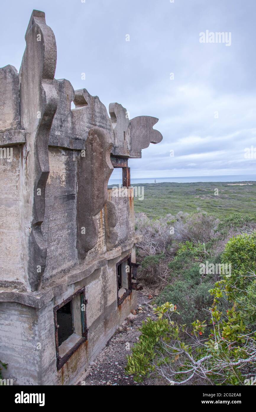 Port Elizabeth, Sudafrica - il posto di osservazione della fortezza costiera presso il sito militare di Sea Hill a Capo Recife fuori dalla città Foto Stock