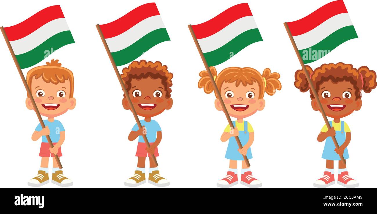 Bandiera ungherese in mano Illustrazione Vettoriale