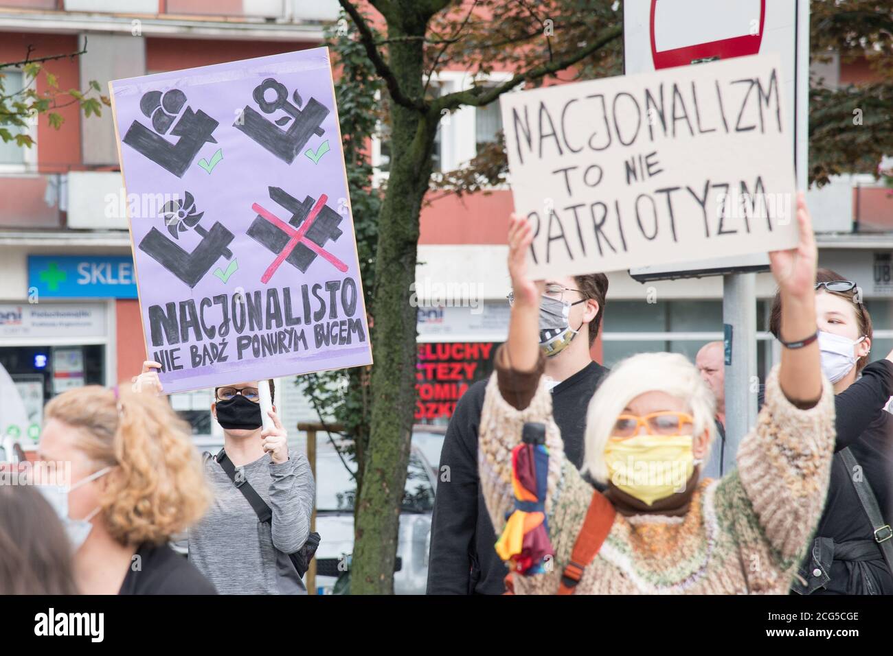 La contrommanifestazione alle guerre dei fratelli non più marciano a Danzica, in Polonia. 5 Settembre 2020 © Wojciech Strozyk / Alamy Stock Photo *** Local Caption Foto Stock