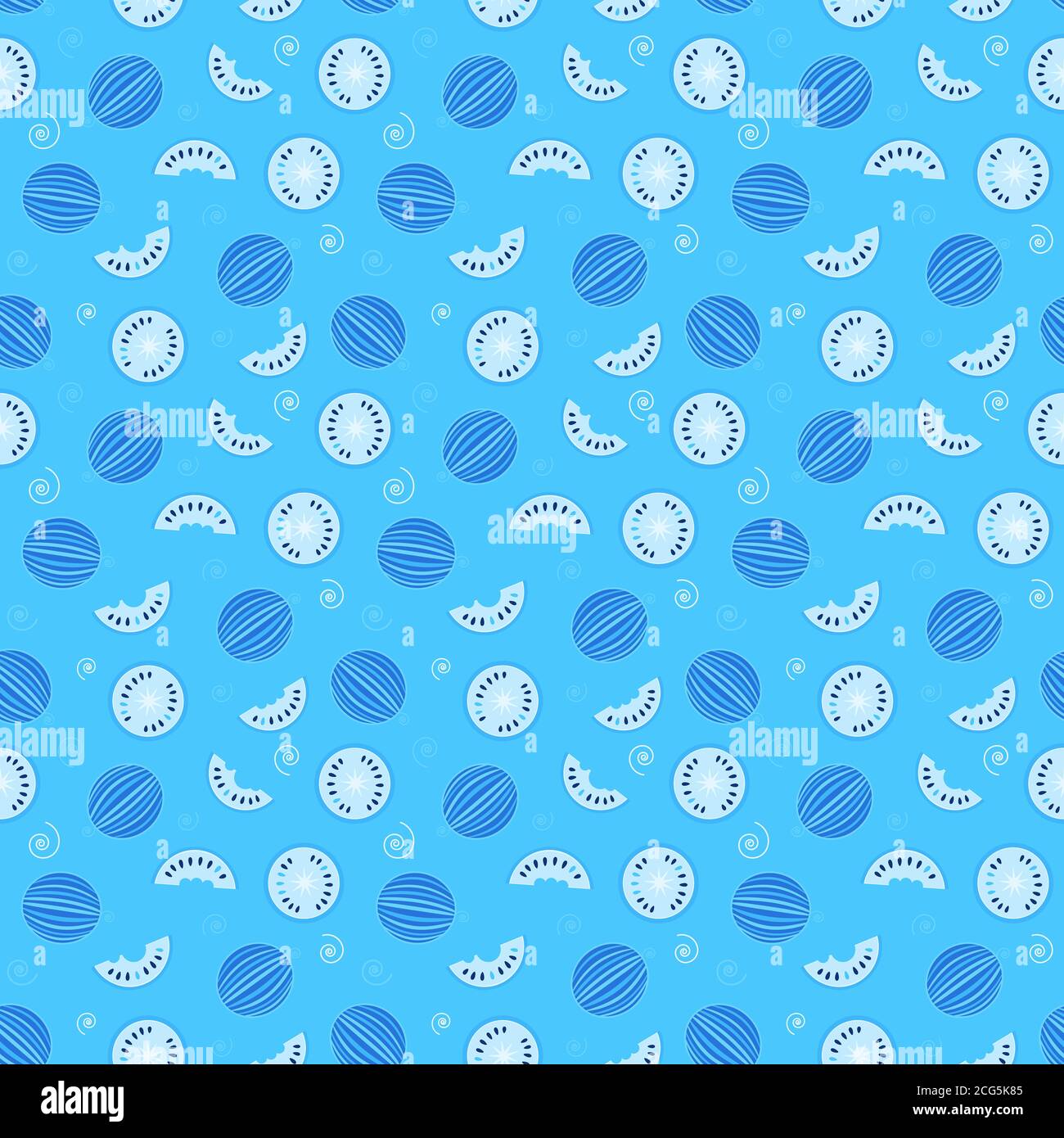 cocomero blu e fette di sfondo senza cuciture Foto Stock