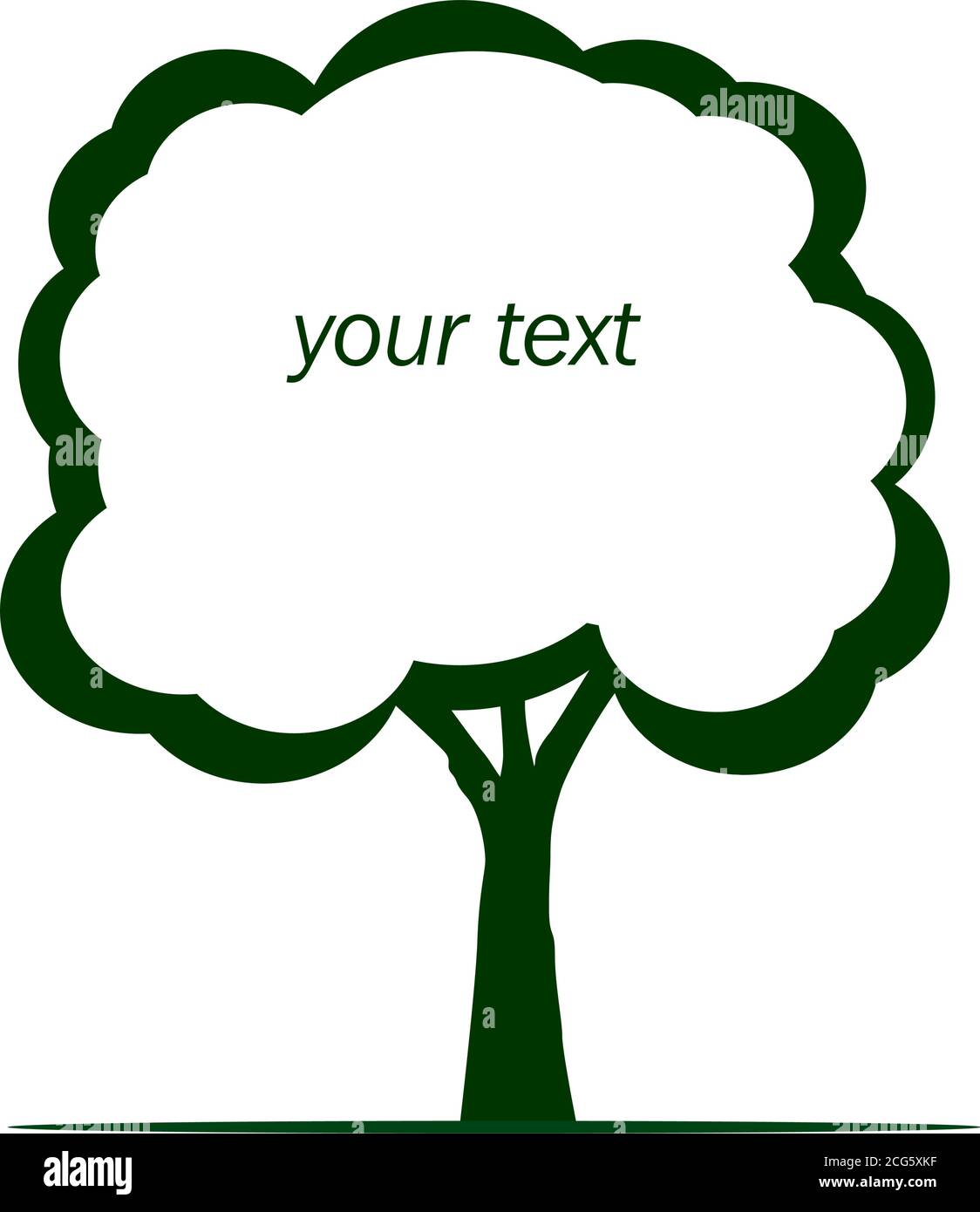 Silhouette ad albero e spazio di testo. Illustrazione del contorno vettoriale. Scheda e impianto in Giardino. Illustrazione Vettoriale