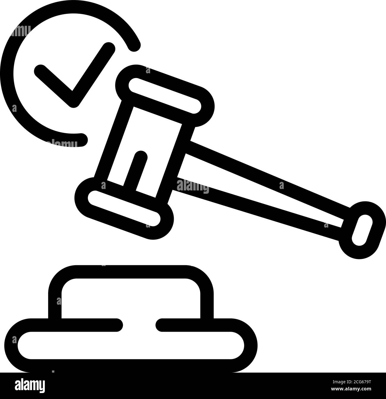 Icona gavel approvata con certificato, stile outline Illustrazione Vettoriale