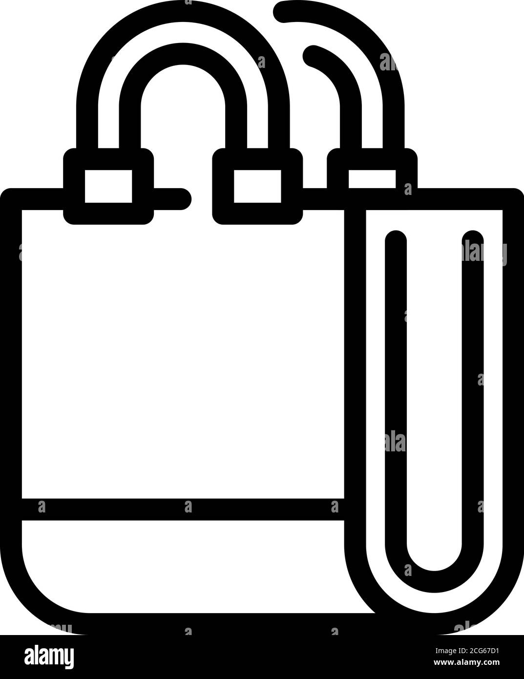 Icona della borsa ecologica in tessuto, stile del contorno Illustrazione Vettoriale