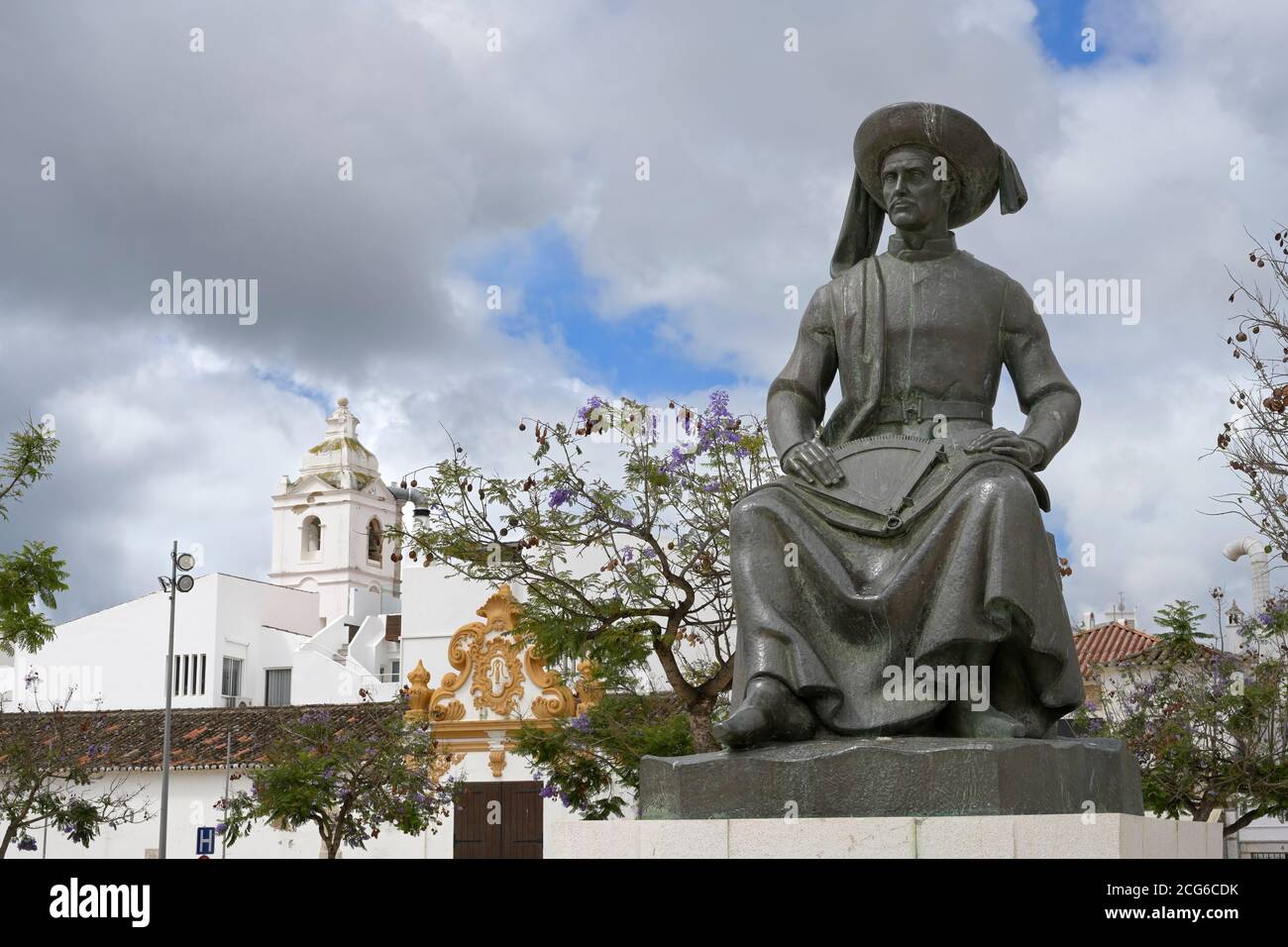 Infante Dom Henrique statua, Infante Dom Henrique Piazza, Lagos, Algarve, Portogallo Foto Stock