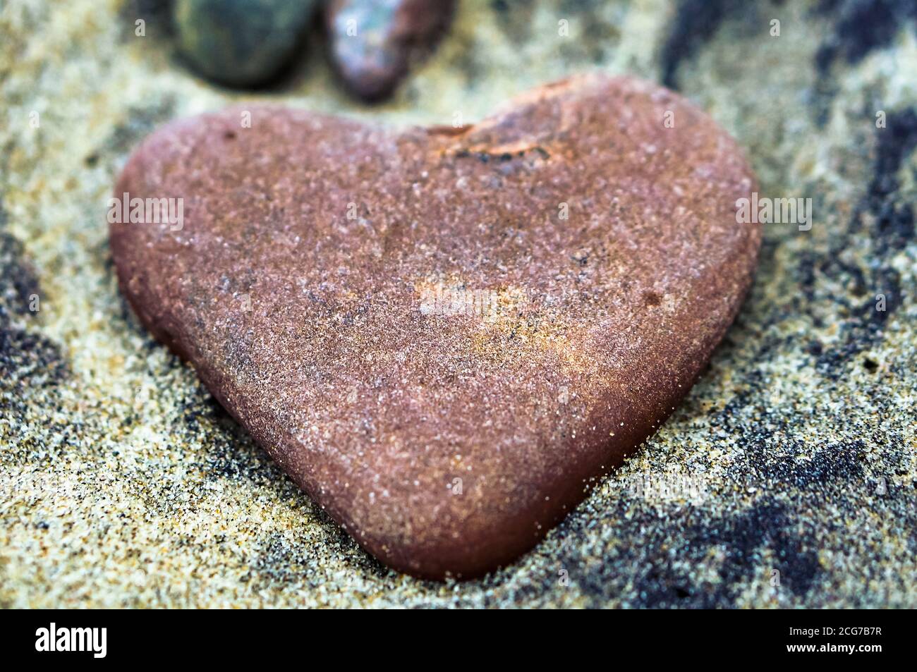pietra di mare sotto forma di cuore, cuore di pietra Foto Stock