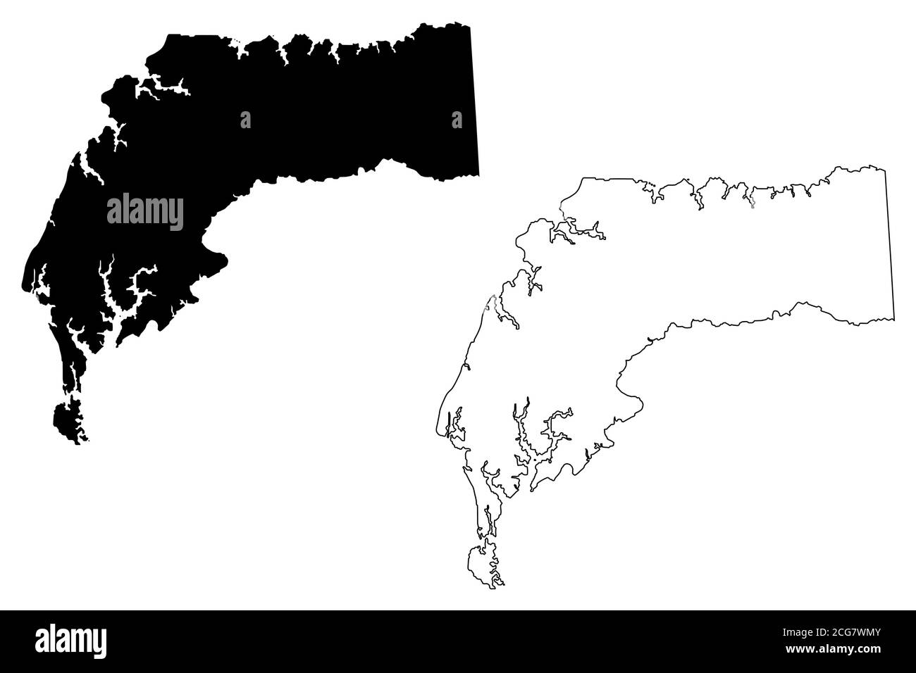 Kent County, Maryland (Stati Uniti, Stati Uniti d'America, Stati Uniti, Stati Uniti, Stati Uniti) mappa vettoriale, schizzo scrimolo mappa Kent Illustrazione Vettoriale