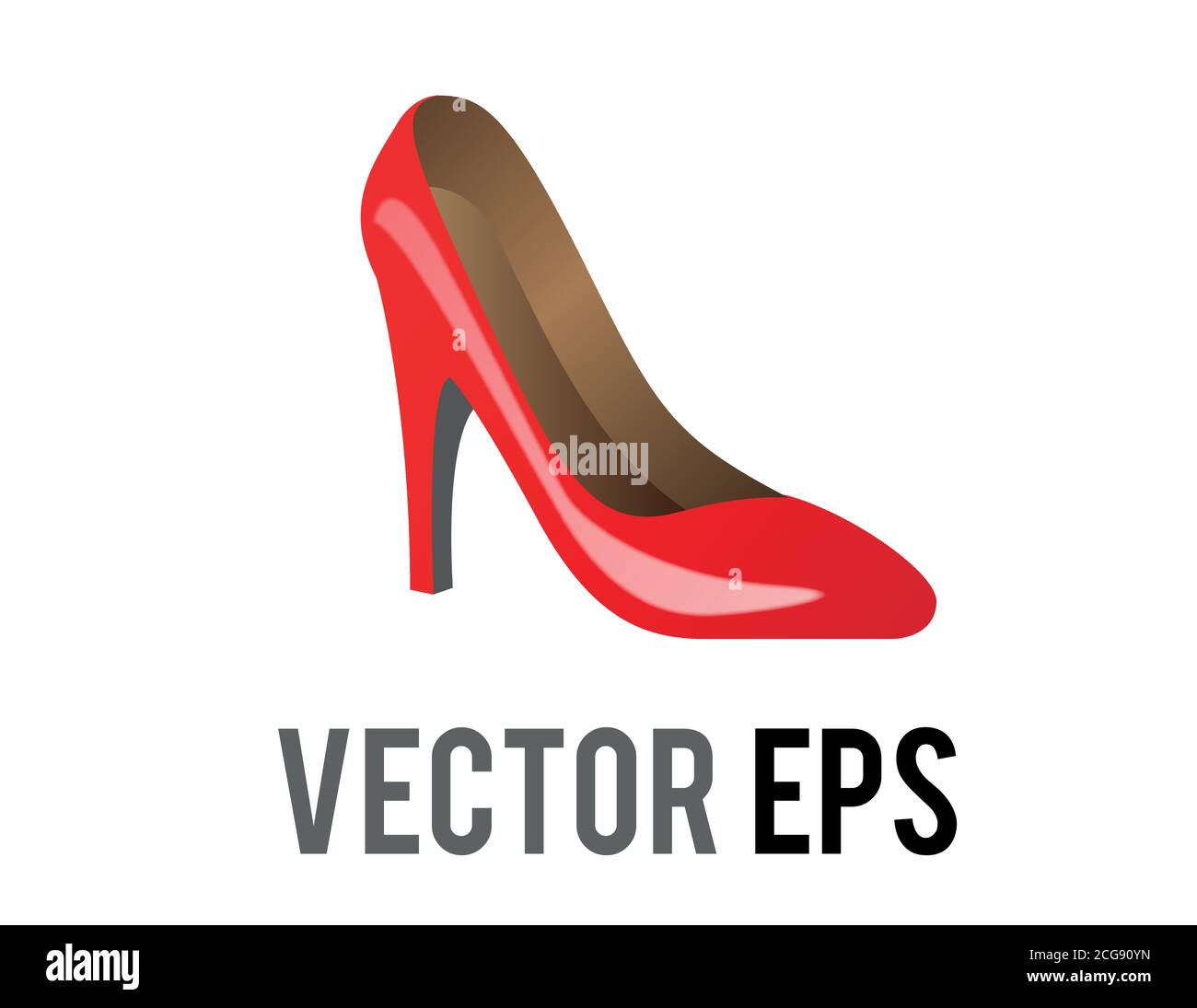 Il rosso vettoriale isolato forma un'icona di scarpe con tacco alto per occasioni sociali, eventi o luoghi di lavoro Illustrazione Vettoriale