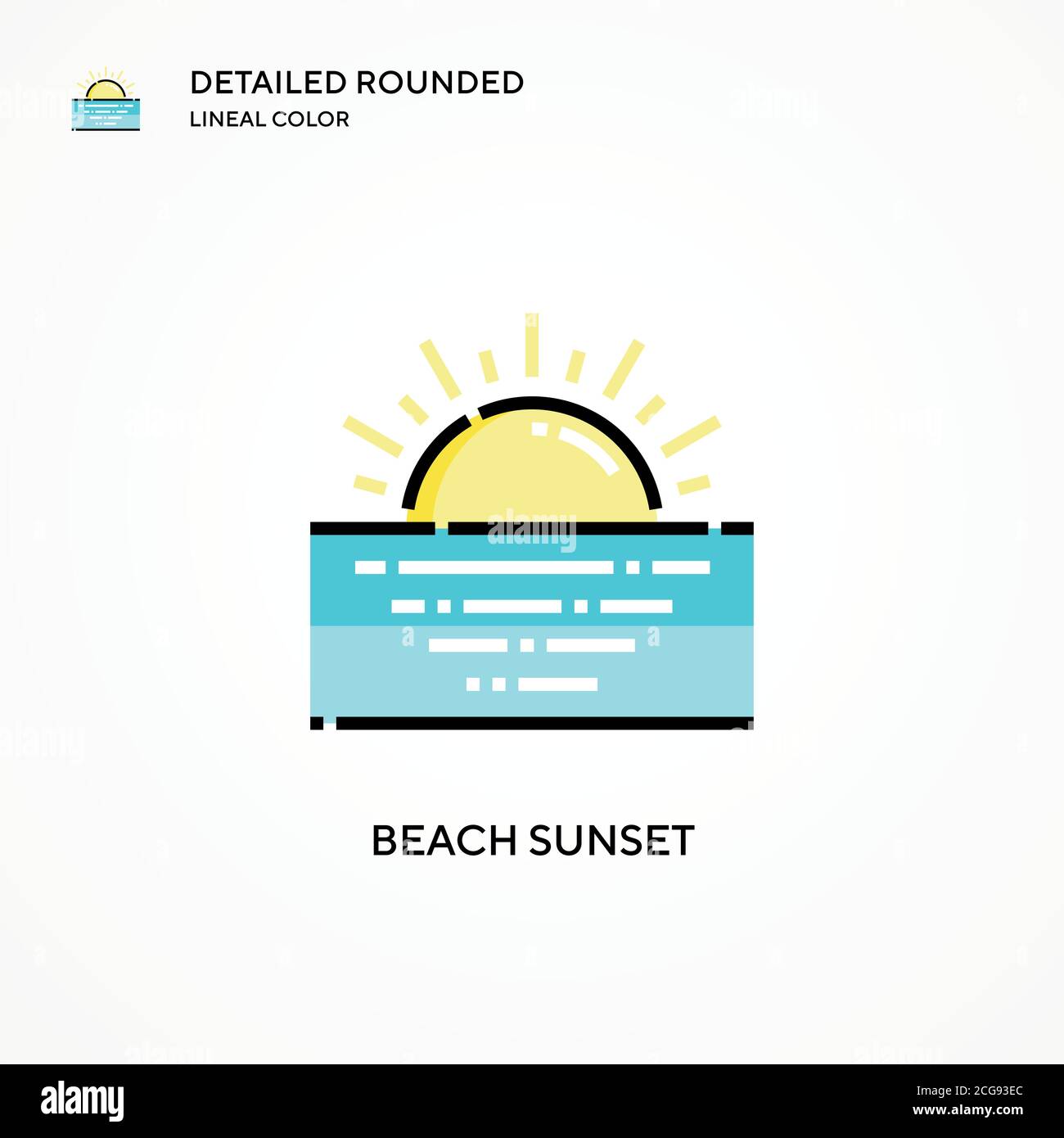 Icona vettore tramonto spiaggia. Concetti moderni di illustrazione vettoriale. Facile da modificare e personalizzare. Illustrazione Vettoriale
