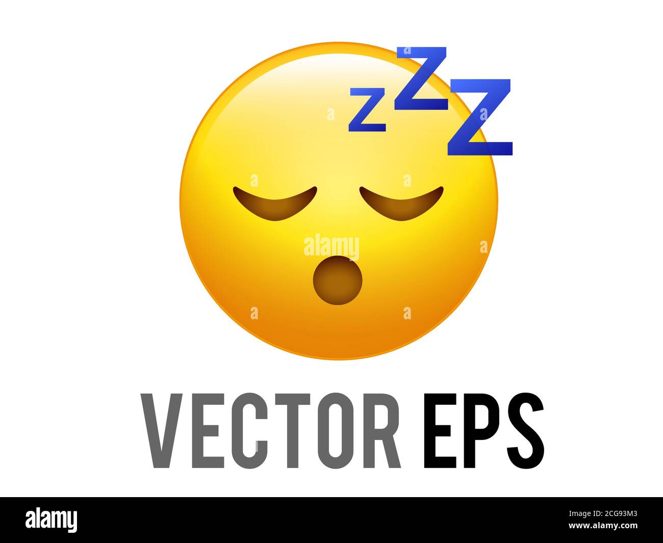 Icona del volto giallo sonnolento vettoriale con simboli ZZZ Illustrazione Vettoriale
