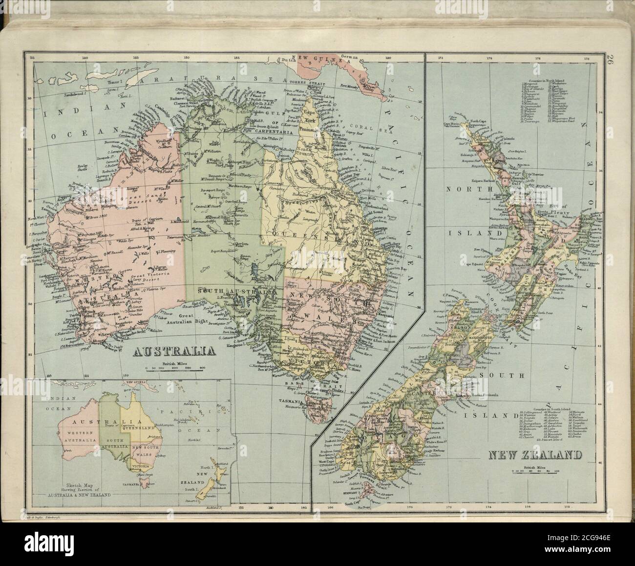 Sandycove Atlas Plate 26 Australia Nuova Zelanda Foto Stock