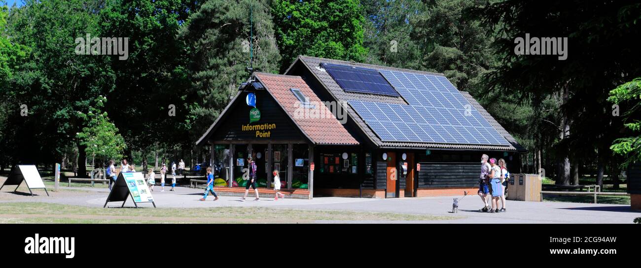 Vista del centro visitatori High Lodge, Thetford Forest, Thetford Town, Norfolk, Inghilterra, Regno Unito Foto Stock
