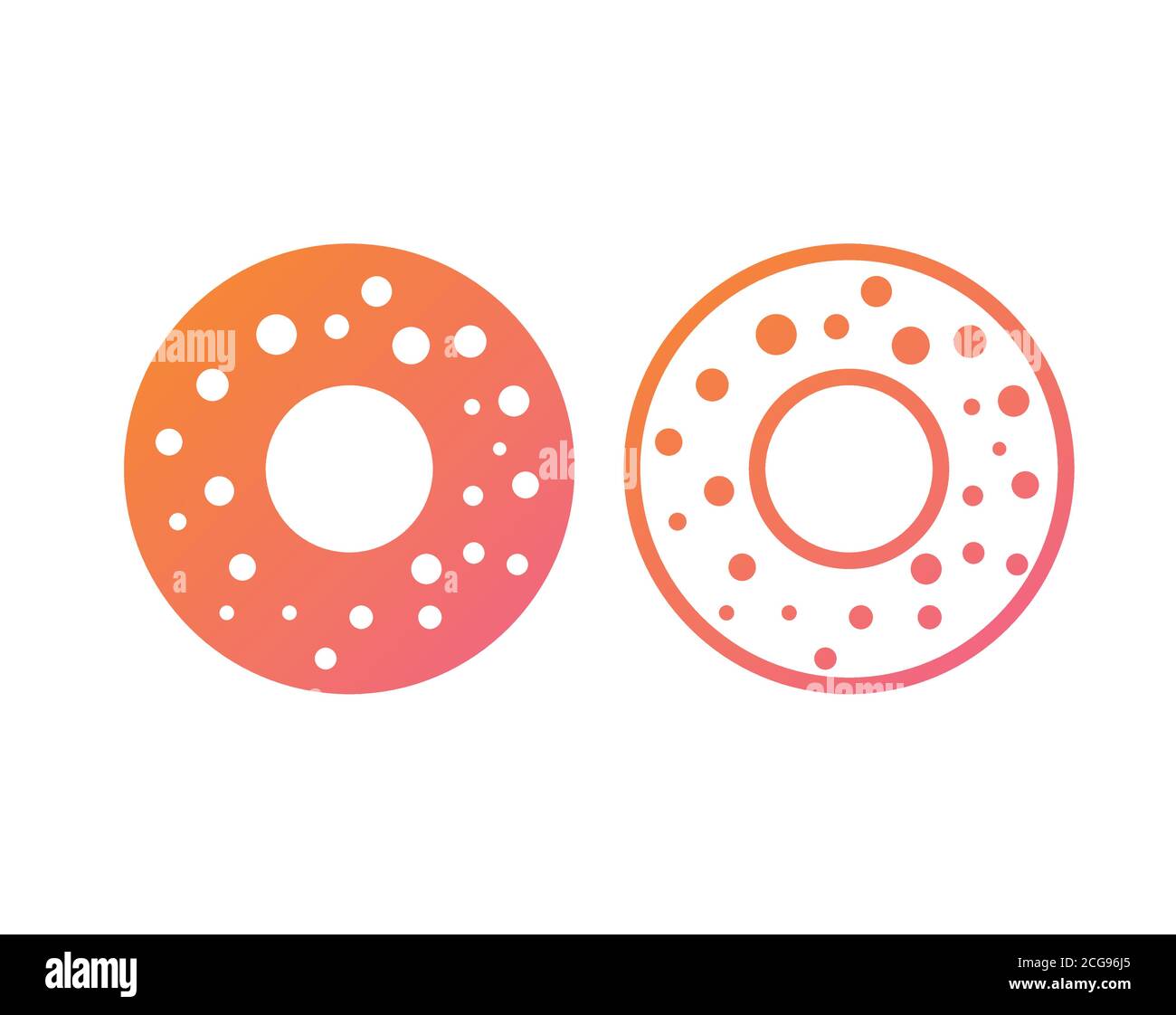Il vettore gradiente da rosa ad arancio spazzatura cibo donut dessert icona linea torta Illustrazione Vettoriale