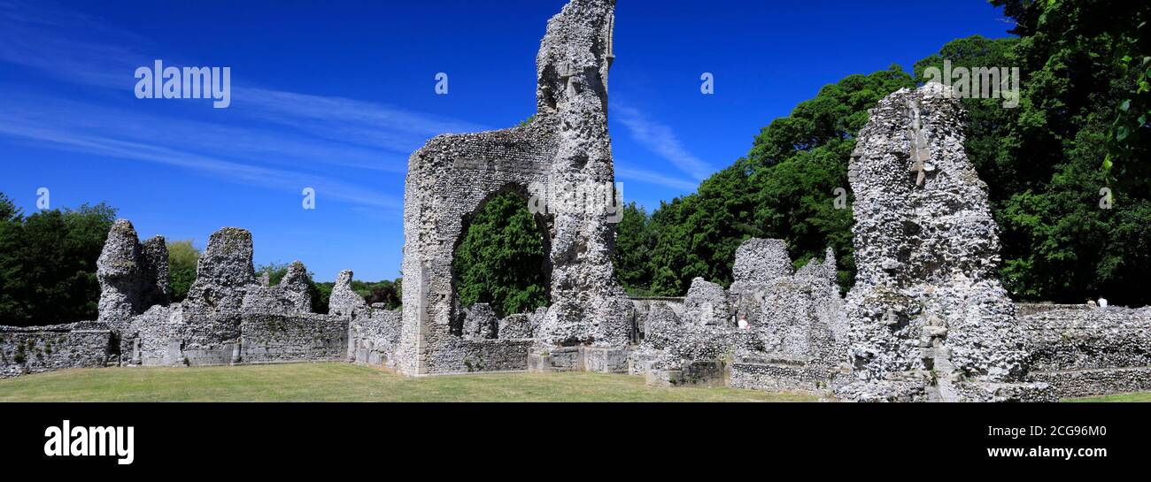 Le rovine del Priorato di Thetford, uno dei più importanti monasteri dell'Anglia Orientale, la città di Thetford, Norfolk, Inghilterra, Regno Unito Foto Stock