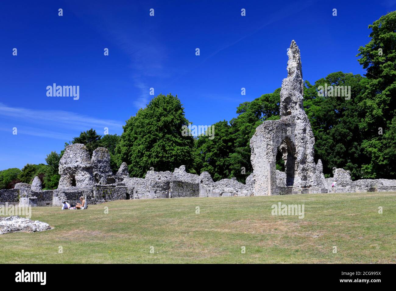 Le rovine del Priorato di Thetford, uno dei più importanti monasteri dell'Anglia Orientale, la città di Thetford, Norfolk, Inghilterra, Regno Unito Foto Stock