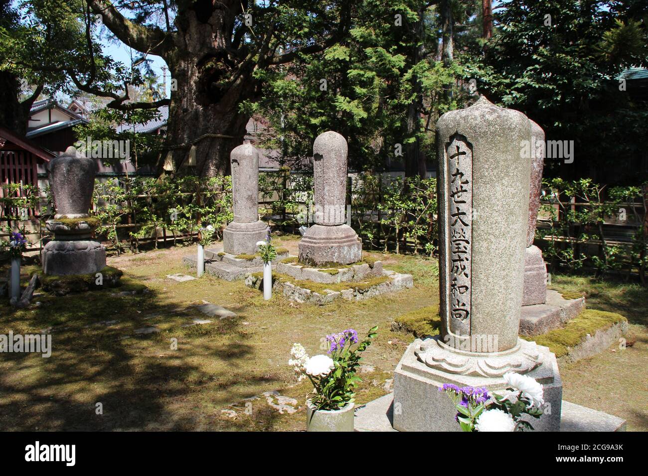 cimitero in un tempio buddista (chion-ji) in amanohashidate (giappone) Foto Stock