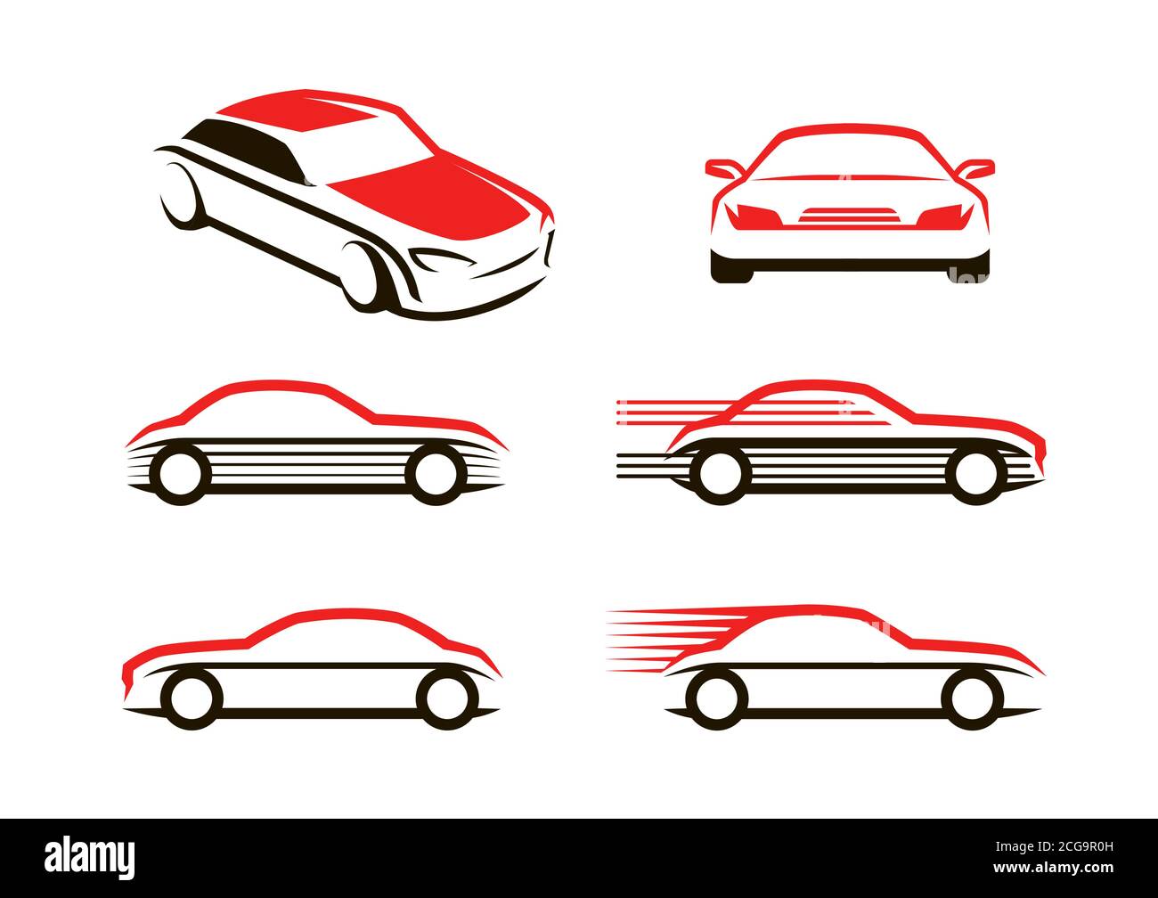 Icone auto impostate. Trasporto, simbolo dell'automobile o logo Illustrazione Vettoriale