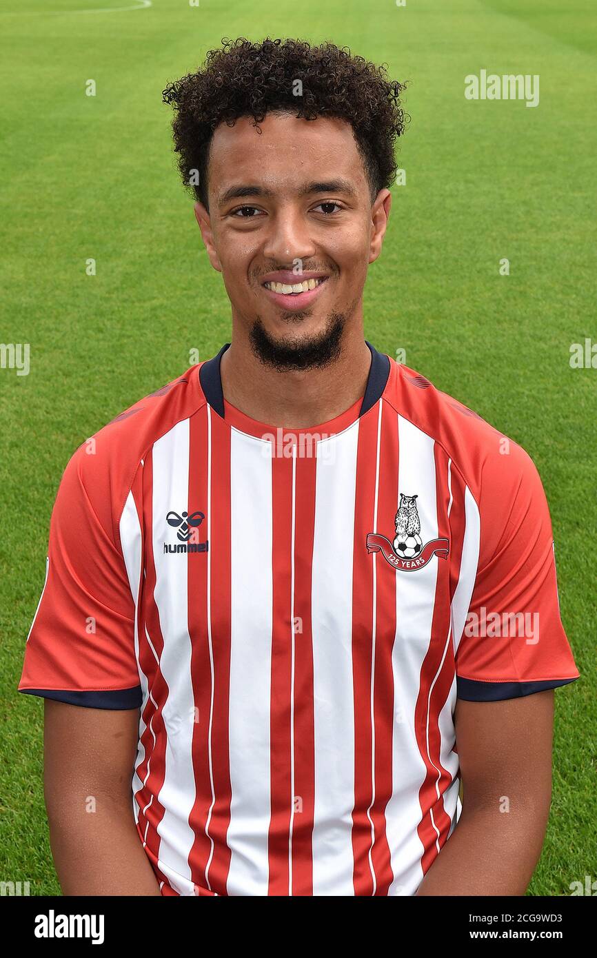 OLDHAM, INGHILTERRA. 3 SETTEMBRE 2020. Cameron Borthwick Jackson nel kit anniversario alla fotocellula atletica di odham al Boundary Park, Oldham (Credit: Eddie Garvey | MI News) Foto Stock