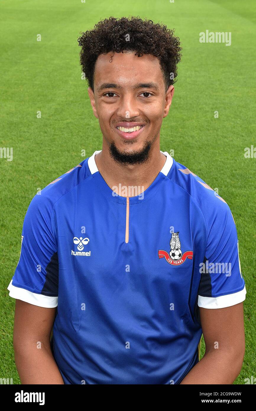 OLDHAM, INGHILTERRA. 3 SETTEMBRE 2020. Cameron Borthwick Jackson nel kit anniversario alla fotocellula atletica di odham al Boundary Park, Oldham (Credit: Eddie Garvey | MI News) Foto Stock