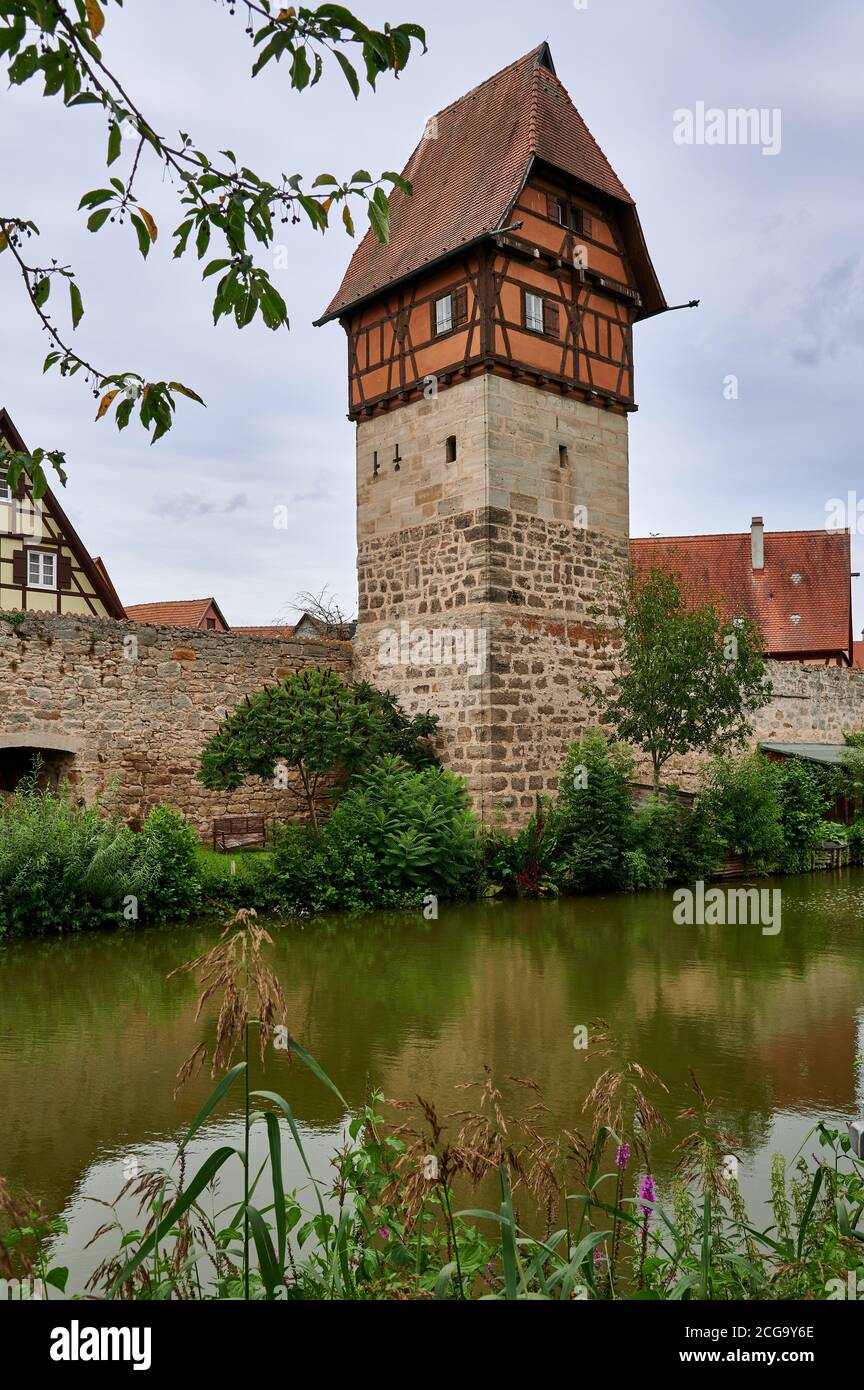 Il Bäuerlinsturm , Dinkelsbuhl, Franconia Centrale, Baviera, Germania Foto Stock