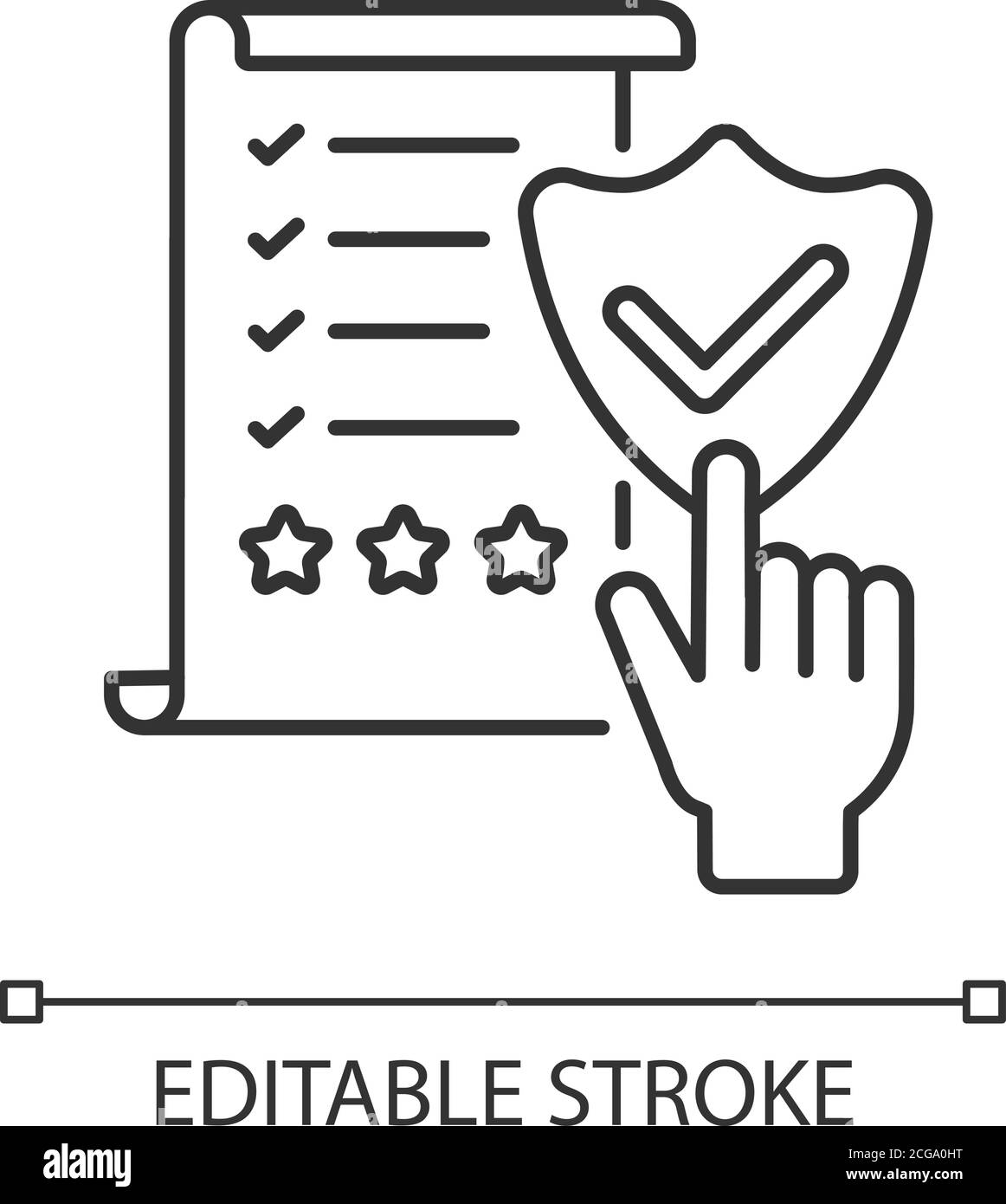 Icona lineare di conformità normativa Illustrazione Vettoriale