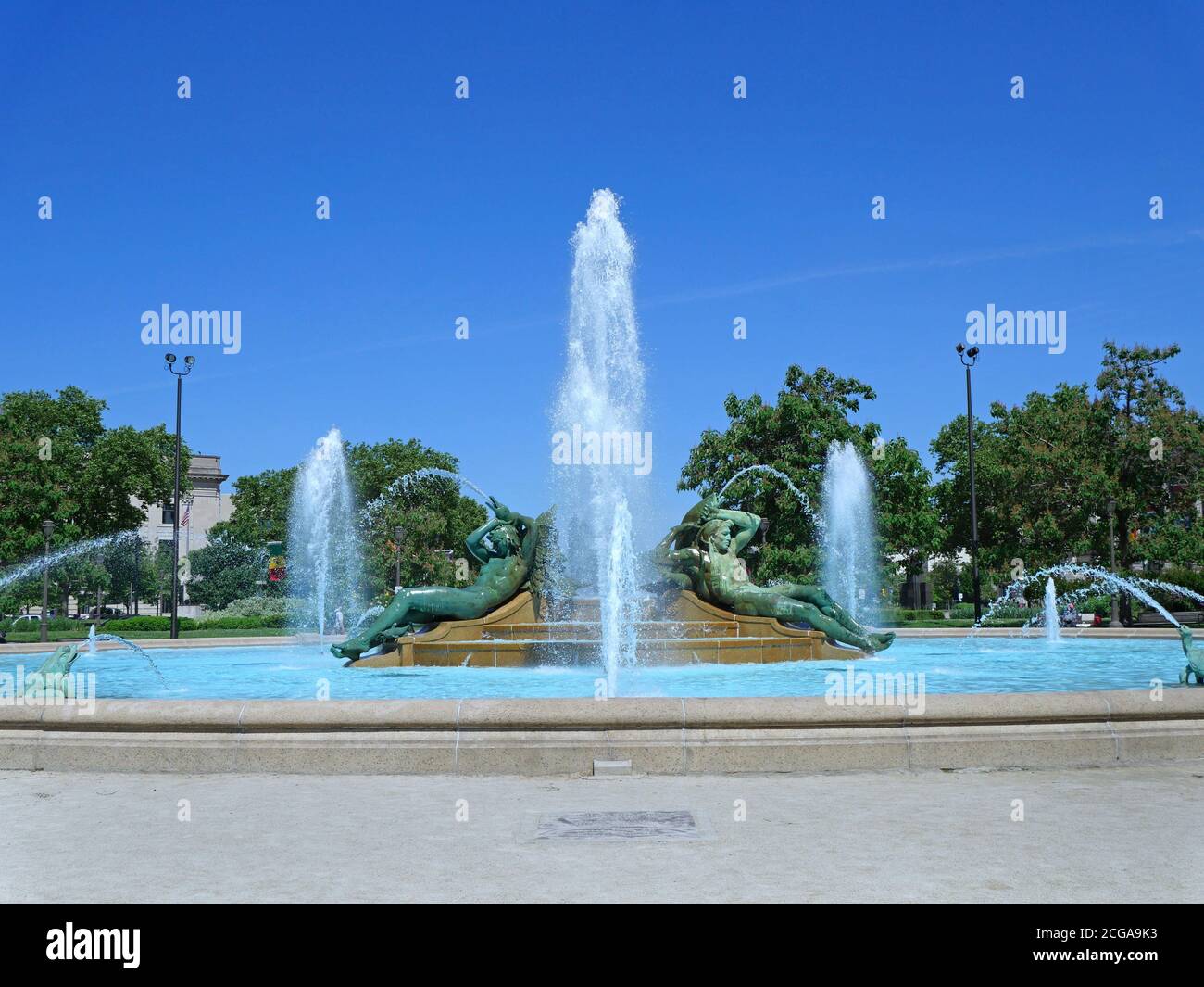 Swann Memorial Fountain in una piazza pubblica di Philadelphia, Pennsylvania, eretta nel 1924 dallo scultore Alexander Calder (1870-1945) Foto Stock