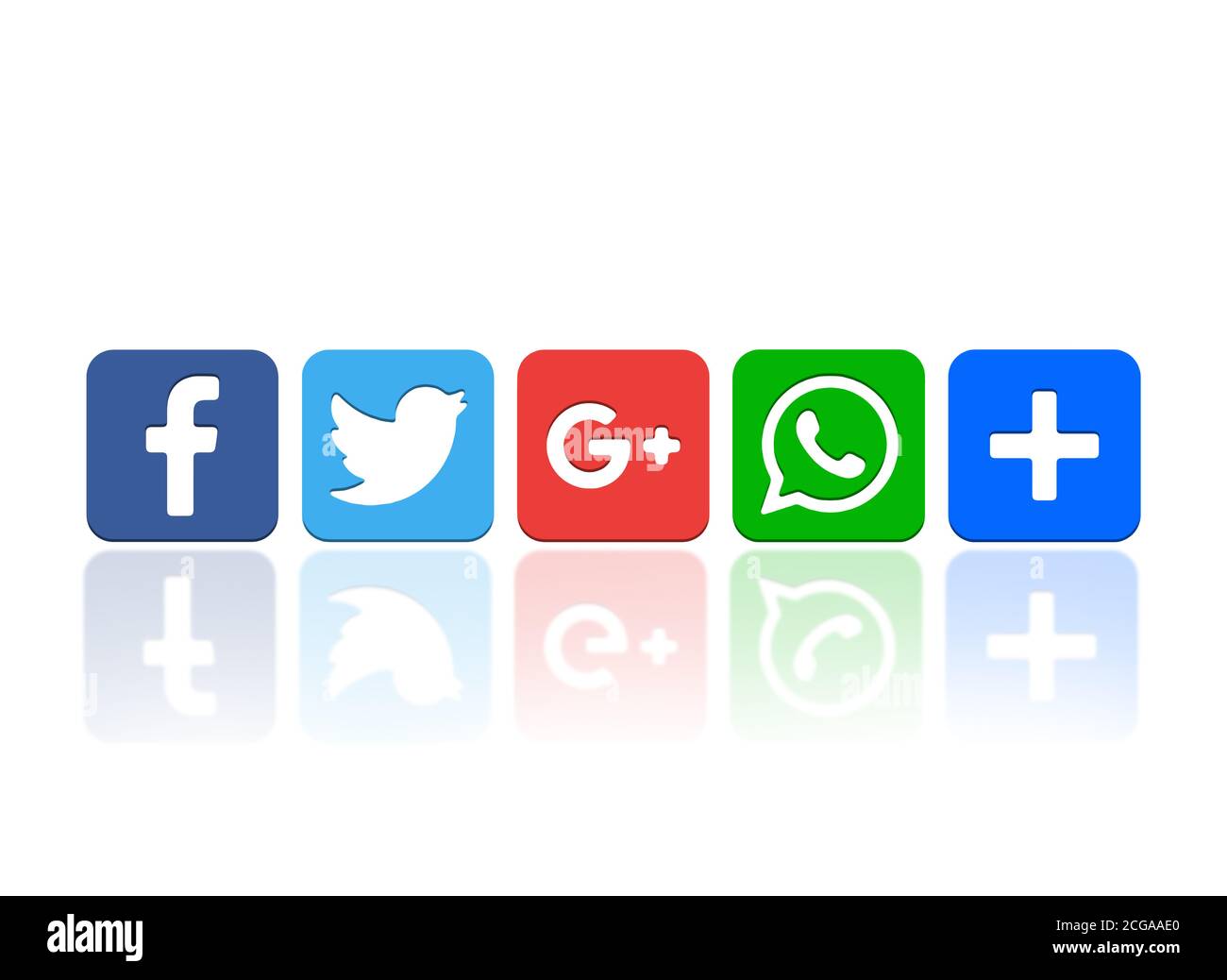 Icona dei pulsanti dei social media isolata Foto Stock
