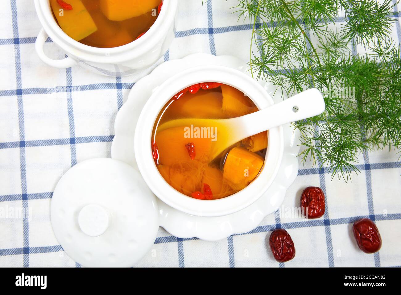 Chinese wolfberry pumpkin soup Foto Stock