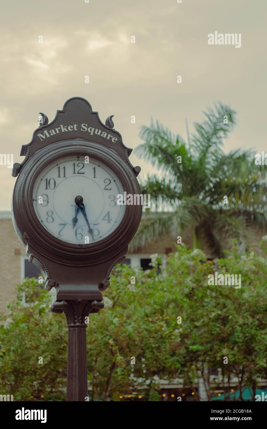 L'orologio da Market Square nel centro di Brownsville, Texas. Foto Stock