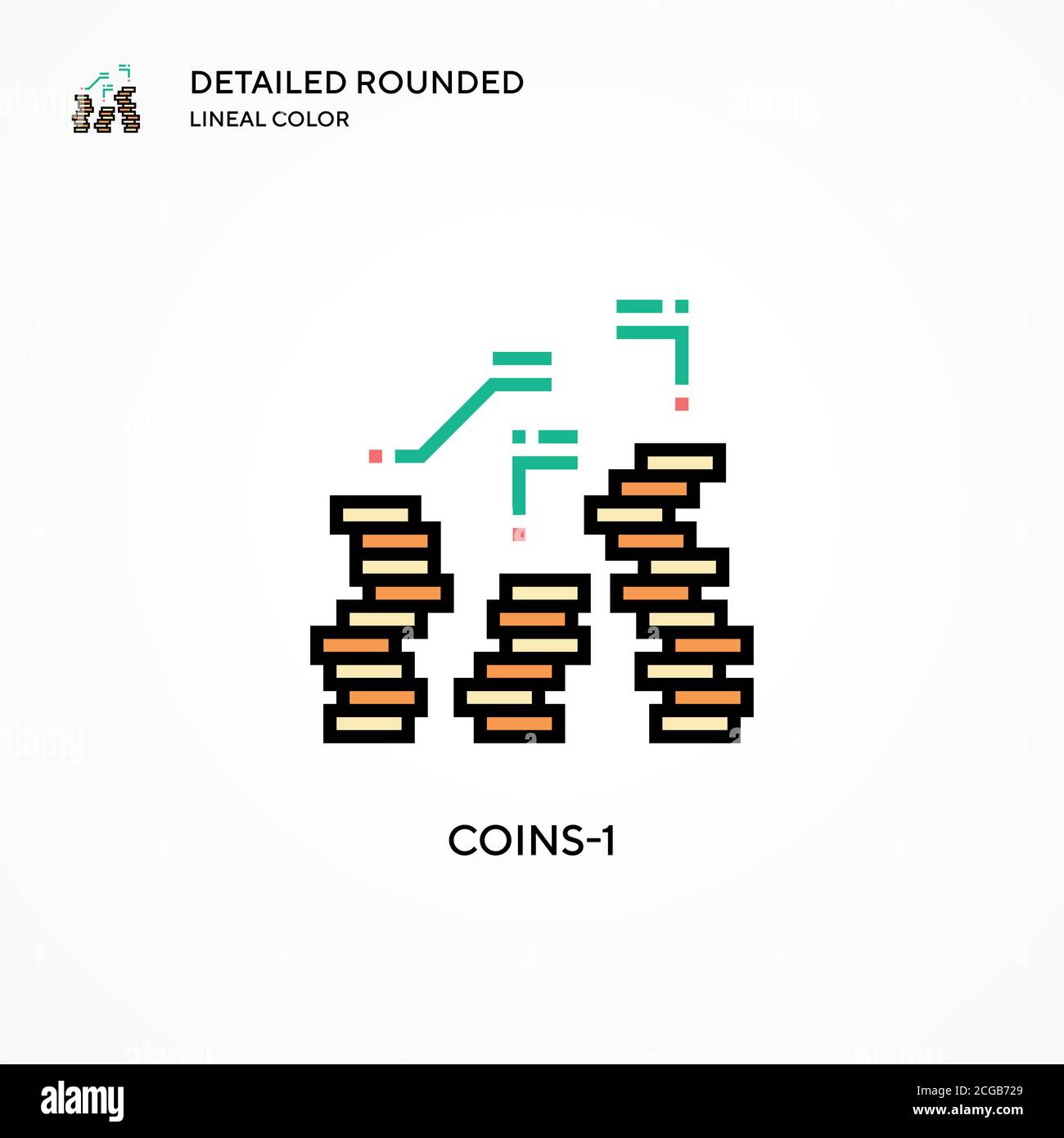 Icona vettore Coins-1. Concetti moderni di illustrazione vettoriale. Facile da modificare e personalizzare. Illustrazione Vettoriale